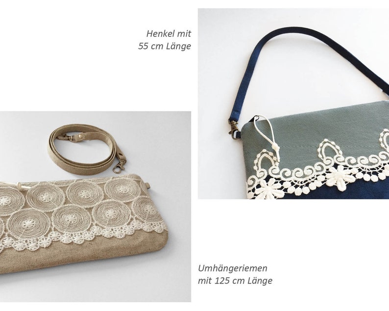 Clutch, Ivory mit beiger Spitze Schleife Bild 7