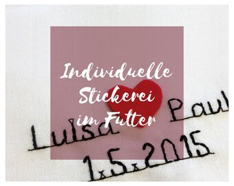 Individuell besticktes Futter für deine Clutch!