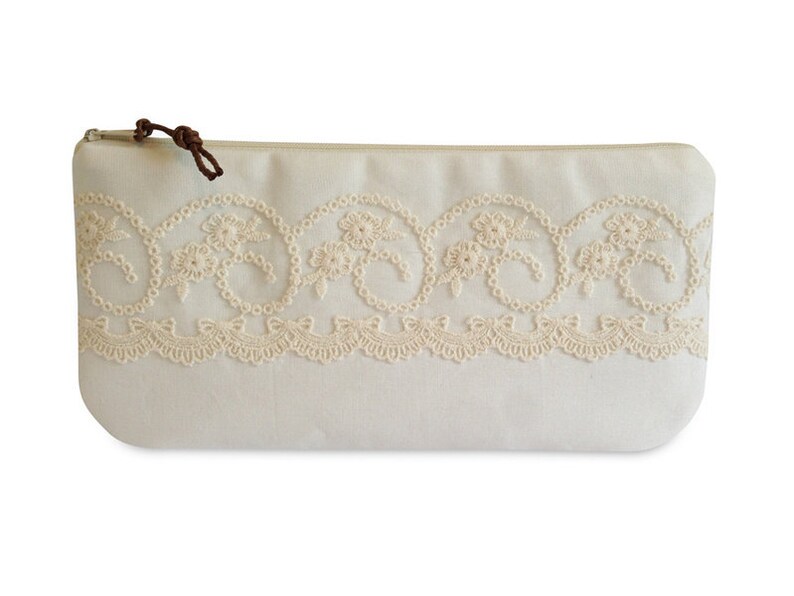 Clutch, Ivory mit beiger Spitze Schleife Bild 1