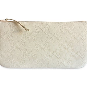 Clutch, Ivory mit beiger oder weißer Blumenspitze 4 Bild 1