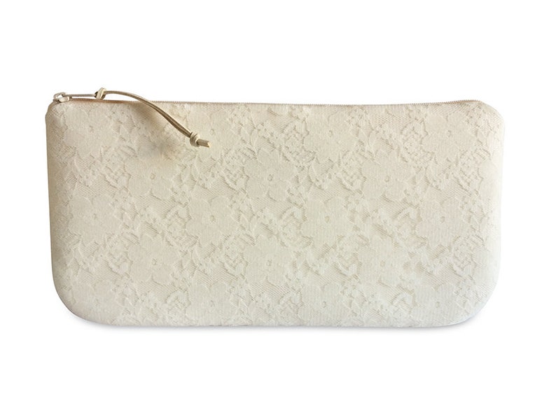 Clutch, Ivory mit beiger oder weißer Blumenspitze 4 Bild 1