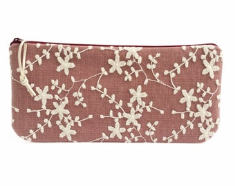 Clutch, Rhabarber Rot mit beiger Blumenspitze 10