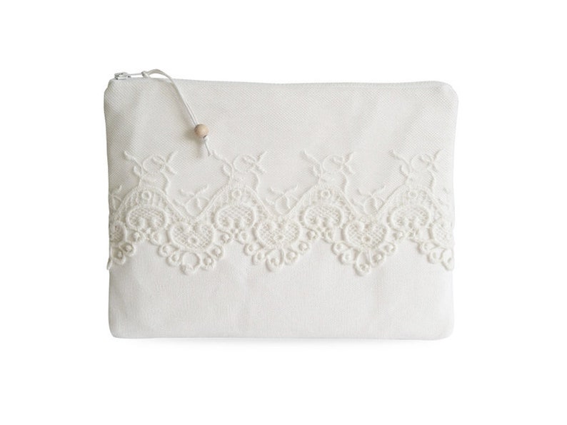 Clutch, Canvas weiß mit Spitze Nr. 6 zdjęcie 1