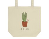 Aloe You 3 small tote - aloe plant love small tote bag