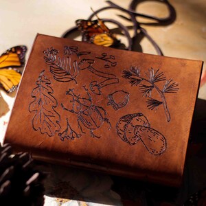 Handmade Nature Leather Journal / Blank Notebook / Engraved Nature Journal / Gift For Her / Valentines Gift image 5