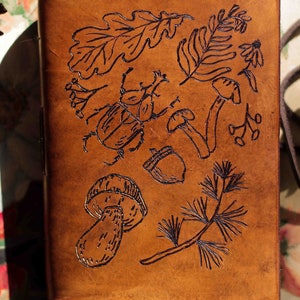 Handmade Nature Leather Journal / Blank Notebook / Engraved Nature Journal / Gift For Her / Valentines Gift image 2