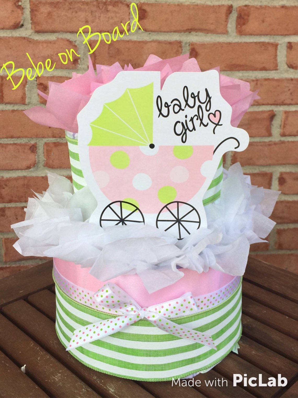 Baby Shower Kit 2 Tier Baby Girl Diaper Cake 12 Cupcake Etsy