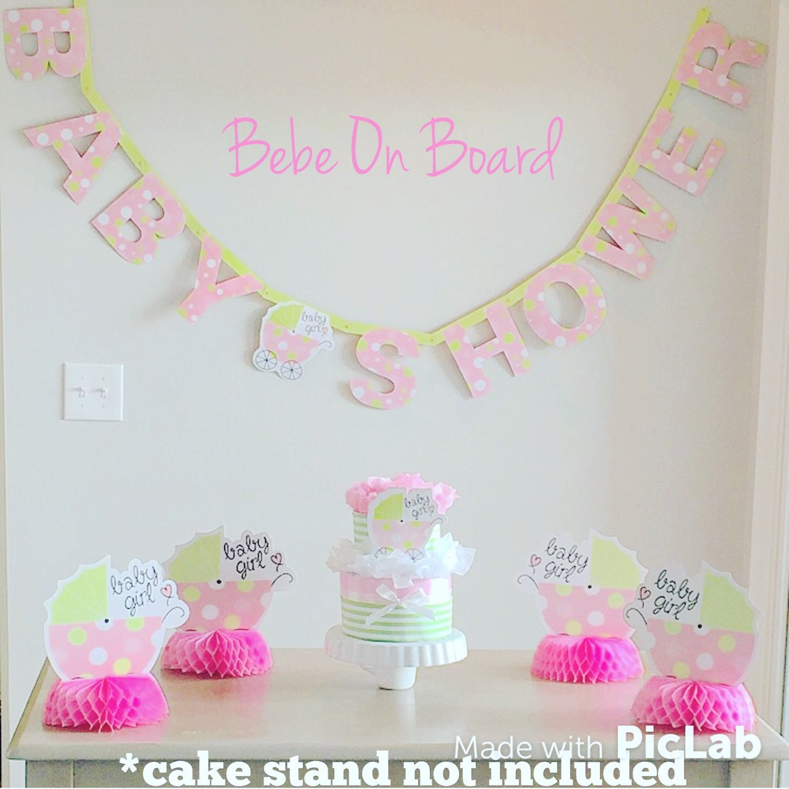 Baby Shower Kit 2 Tier Baby Girl Diaper Cake 12 Cupcake Etsy
