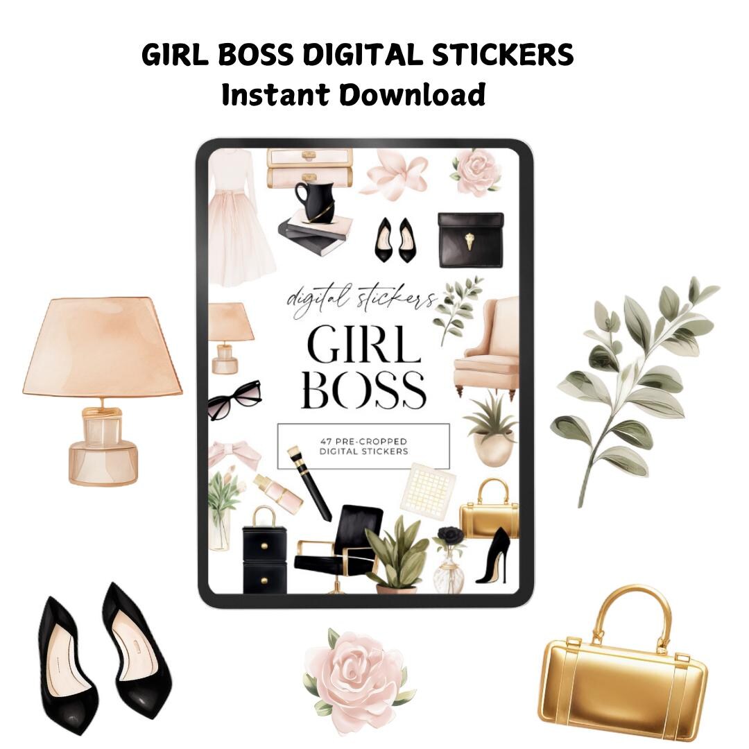 Girl Boss Digital Sticker Book Goodnotes Stickers iPad Stickers for ...
