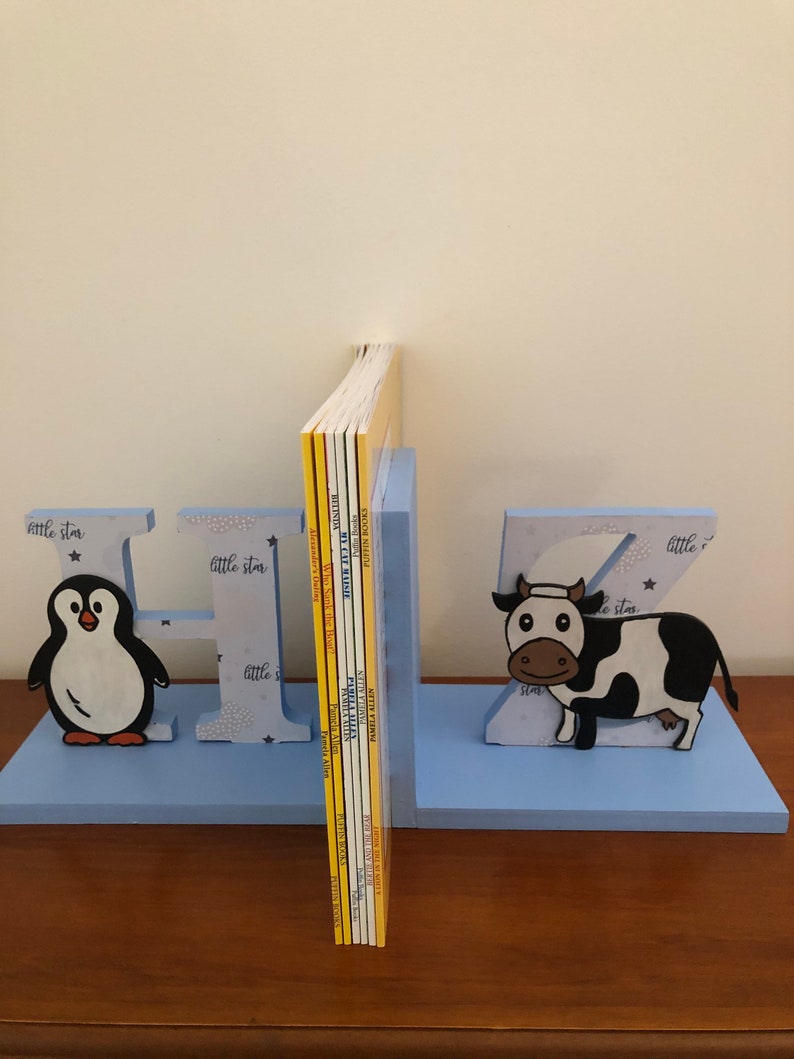 Initial bookends custom made bookends Kids bookends kids Etsy