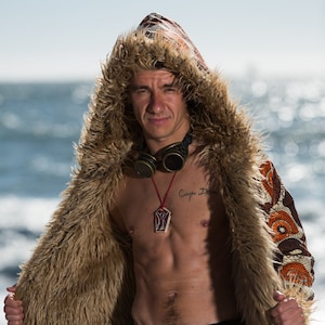 WARRIOR Burning man Fur Coat | Playa jacket | Festival outfit for Men | Playa Fashion | Burning Man costume | Boho Coat