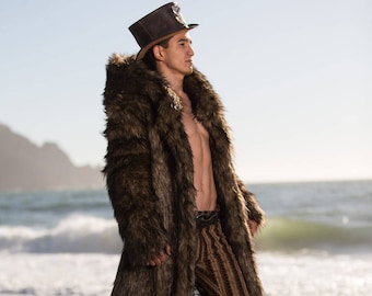 JON SNOW Faux Fur Coat - Mens Big Hooded Jacket - Etsy Norway