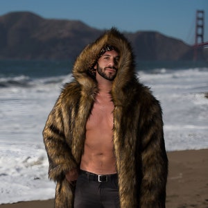 BIG BEAR Fur Coat | Mens Fur Coat | Burning Man | Playa Jacket | Mens Costume | Faux Fur Coat For Men | Confident | Wild | Boho Coats