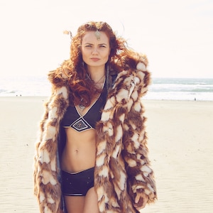 BRIDA Faux Fur Coat | Burning Man | Playa Jacket | Womens Costume | Faux fur coat for women | Boho Coats