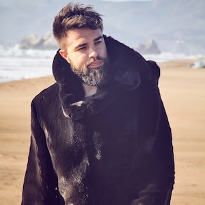 BLACK PANTHER Fur Coat for Men | Burning Man | Reversible Playa Jacket | Mens Costume | Faux fur coat for men | Boho Coats