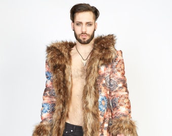 Viking Reversible Faux Fur Viking Coat | Burning Man Playa Jacket