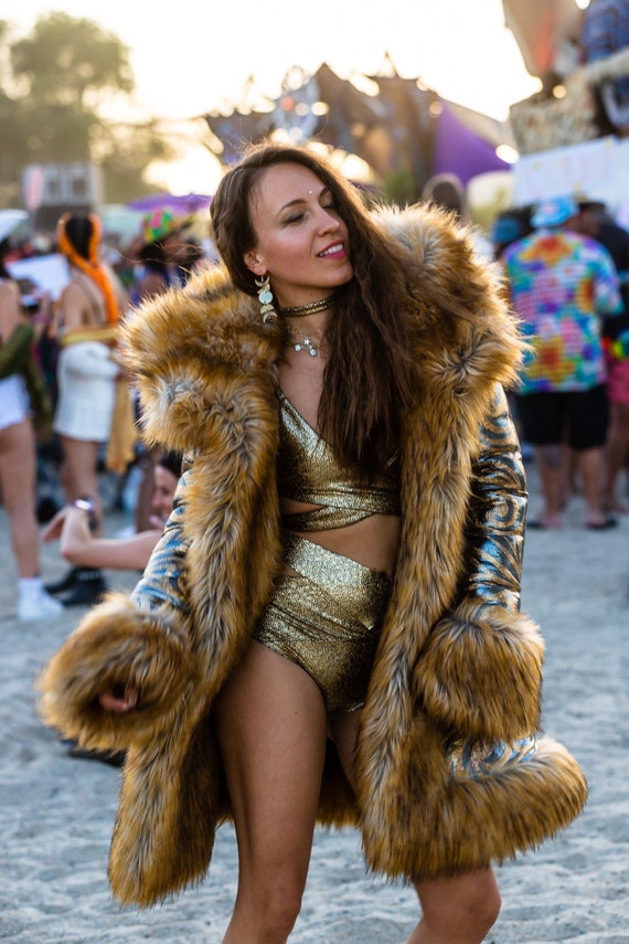 Boho faux fur coat sales