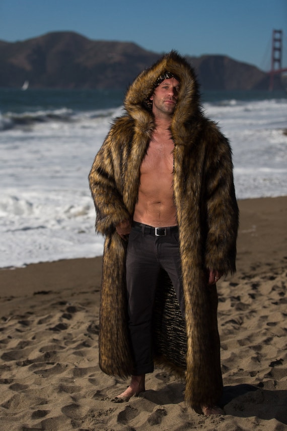 Big Bear Fur Coat Burning Man Playa, Fur Coat Jacket Mens