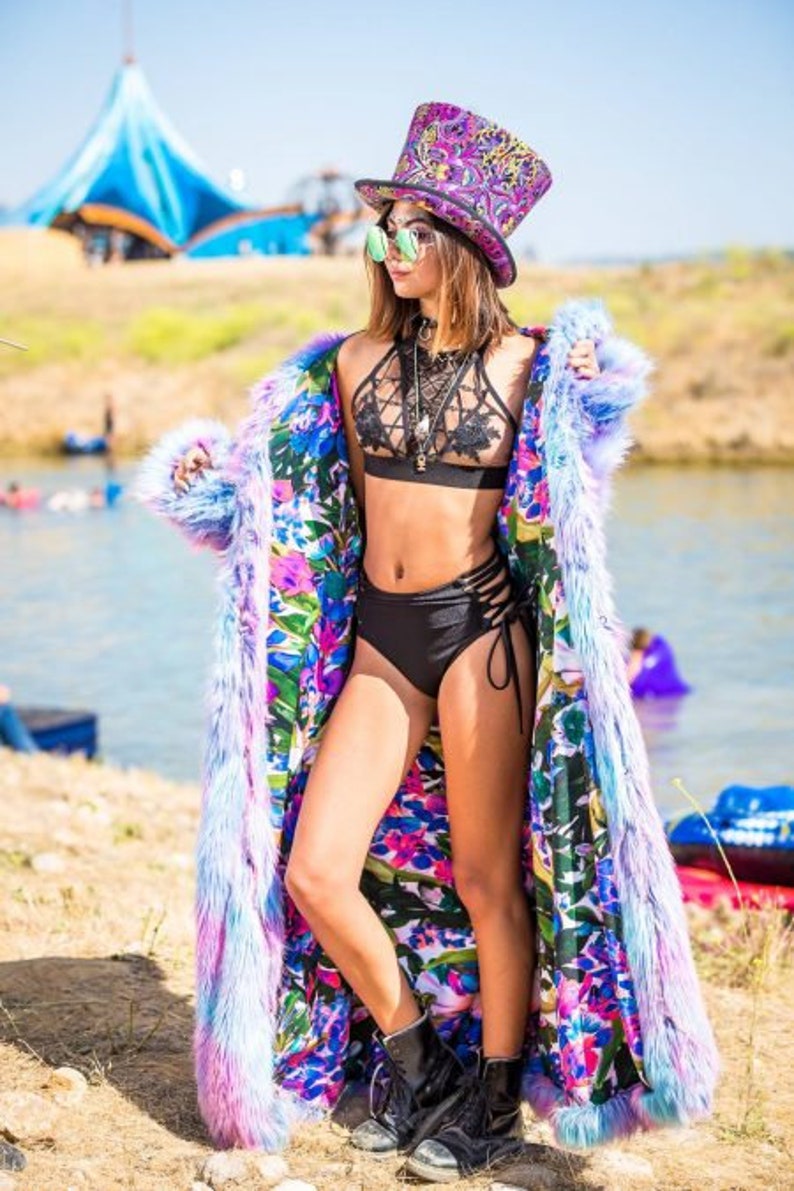 PURPLE FAIRY Faux Fur Coat Burning Man Costumes Burning Man Playa Jacket Women's Costume Faux ...