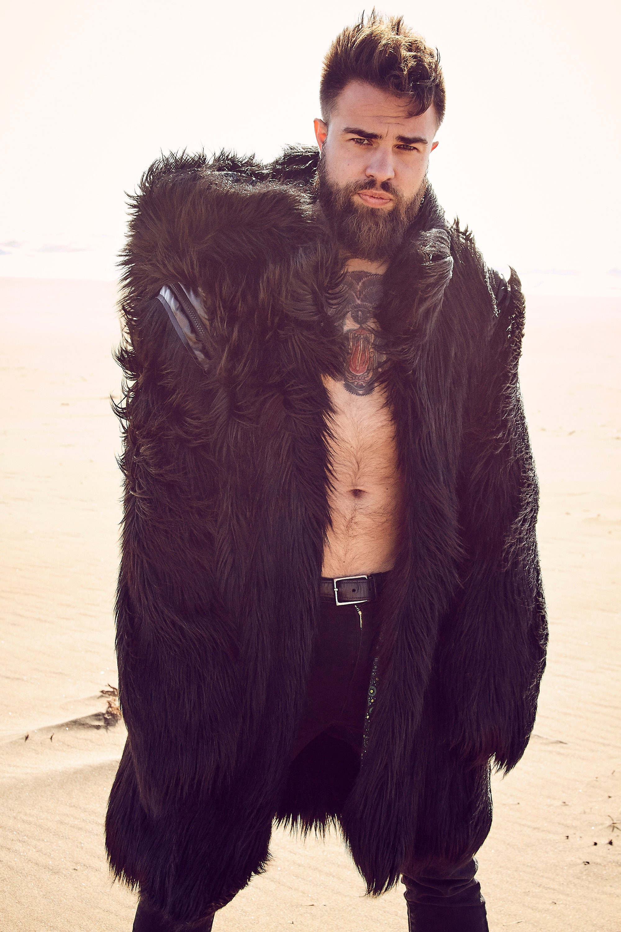 BLACK WOLF Fur Coat for Men Burning Man Reversible Playa Jacket Mens Festival Costume Faux Fur Coat for Men Boho Coats Etsy UK