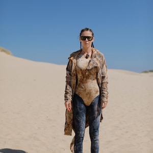 CHANI of THE DUNE Faux Fur Hooded Cloak for Burning Man | Reversible Festival Wear | Lightweight Hooded Cloak | Playa Jacket | Boho Coats