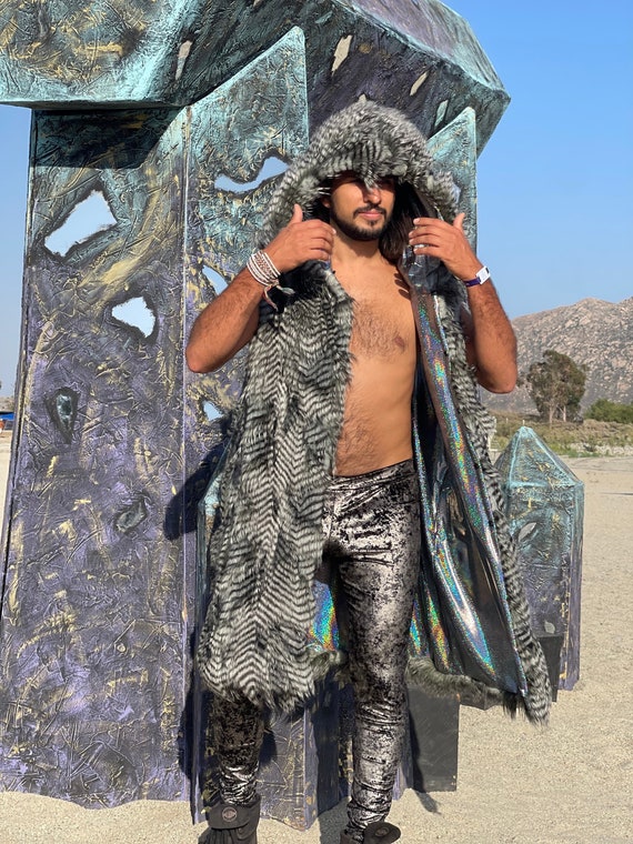 Men Custom Leggings Festival Outfit Playa Wear Burning Man Boho Coats 