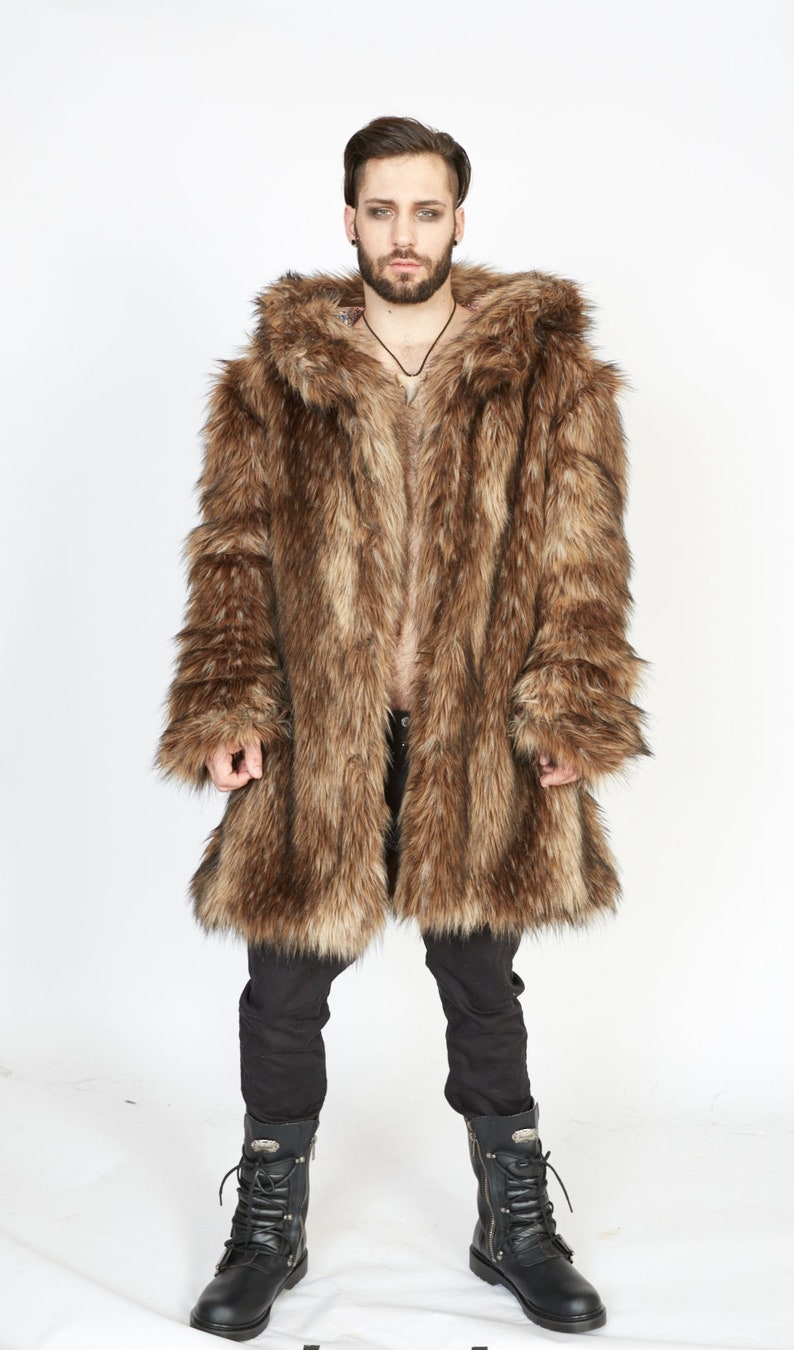 VIKING Fur Coat Burning Man Playa Jacket Mens Costume Etsy