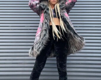 Twilight MUSE Faux Fur Coat - Festival Reverbible Fur Jacket Pink