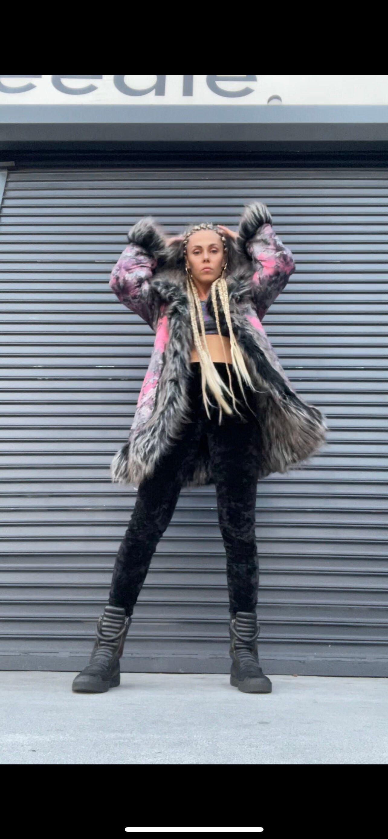 Twilight MUSE Faux Fur Coat - Festival Reverbible Fur Jacket Pink