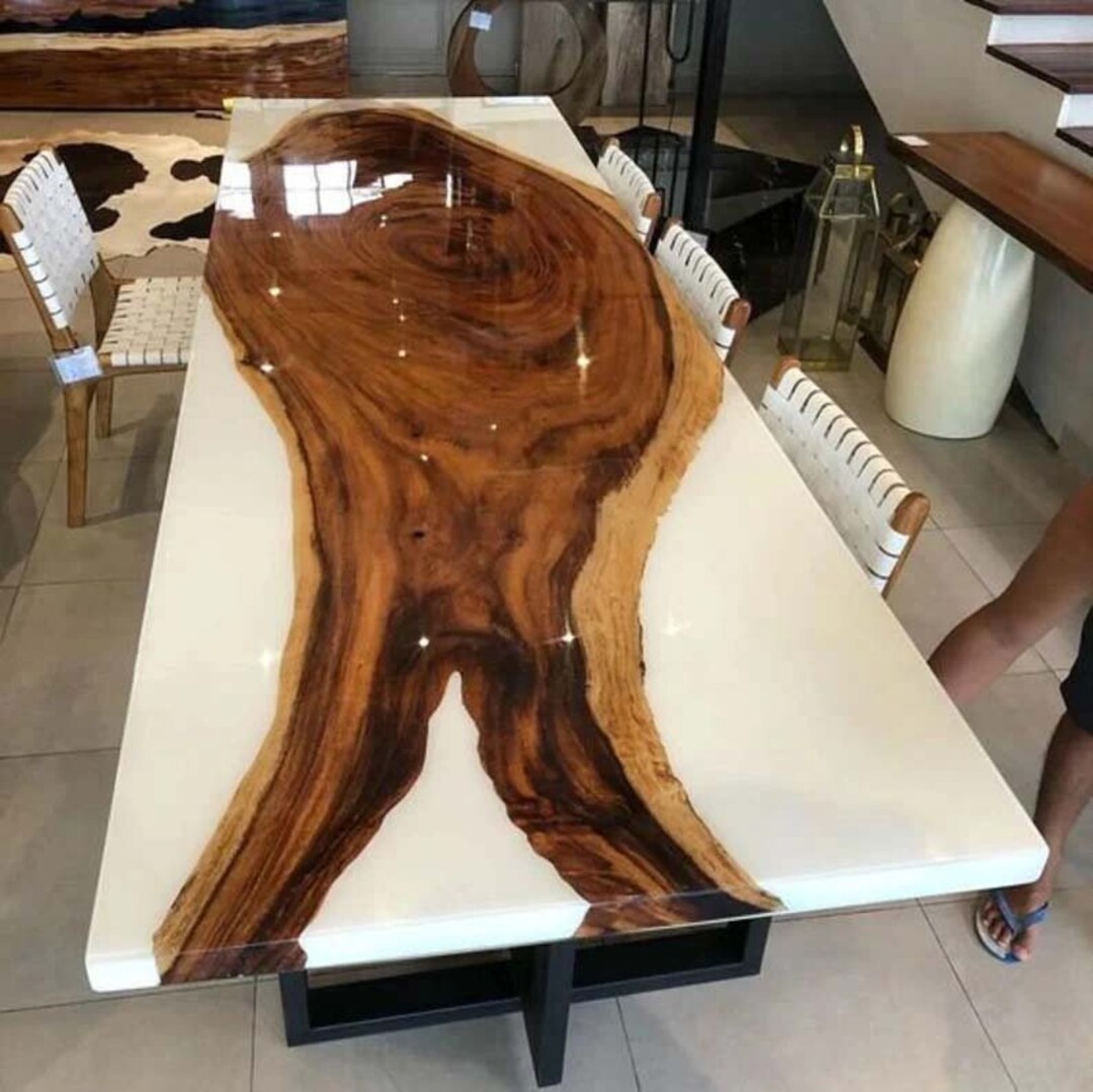 White Epoxy Resin Table Custom Order Epoxy Resin Dining Etsy