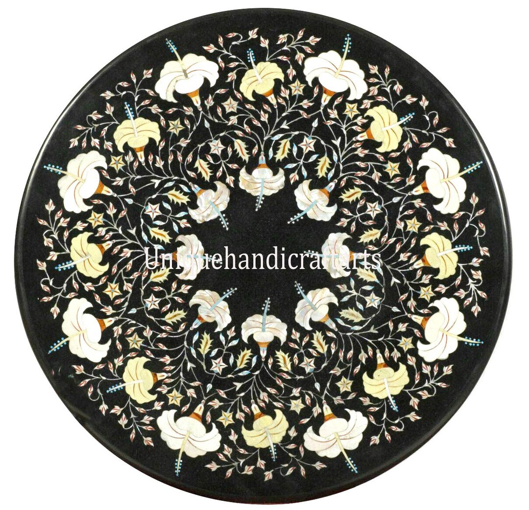 Buy Round Black Marble Coffee Table Tops Handmade Furniture Online in India Etsy