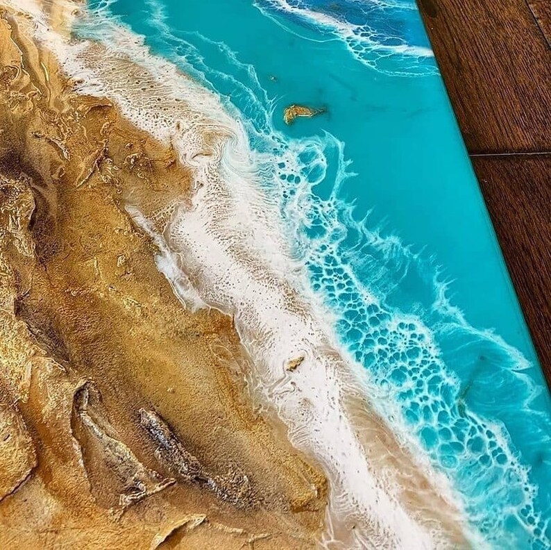 Blue Epoxy River Table Resin Waves Handmade Furniture Unique Epoxy