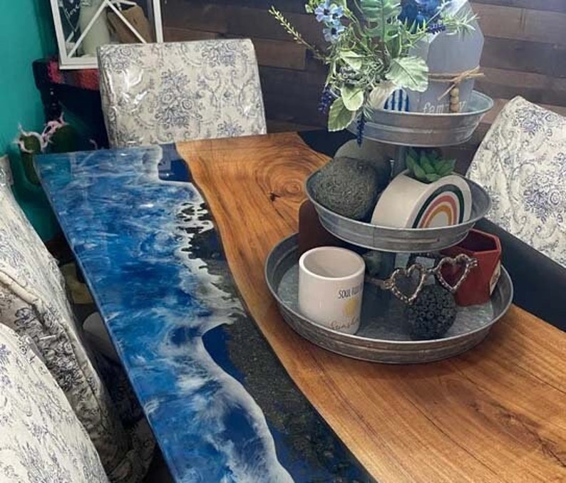 Ocean Wave Epoxy Dining Table Top Center Table Handmade Etsy