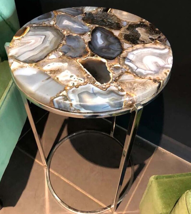 Round Agate Coffee Table Top Handmade Arts Agate Gemstone Etsy