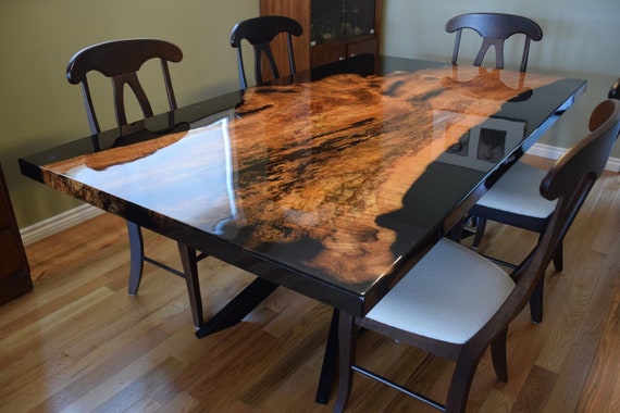 Black Epoxy Counter Table Top For Handmade Office