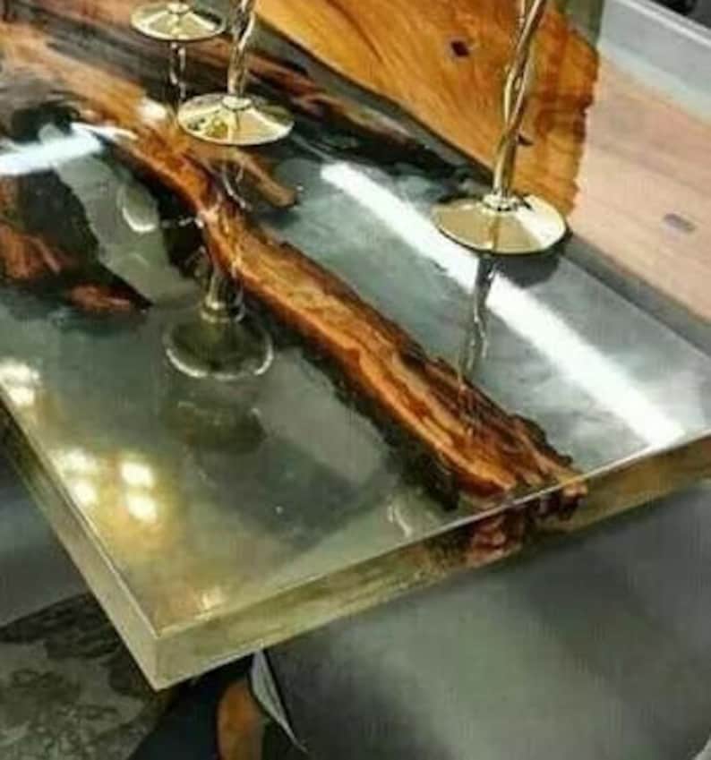 Clear Epoxy Top Dining Table Handmade Furniture Epoxy Wooden Etsy