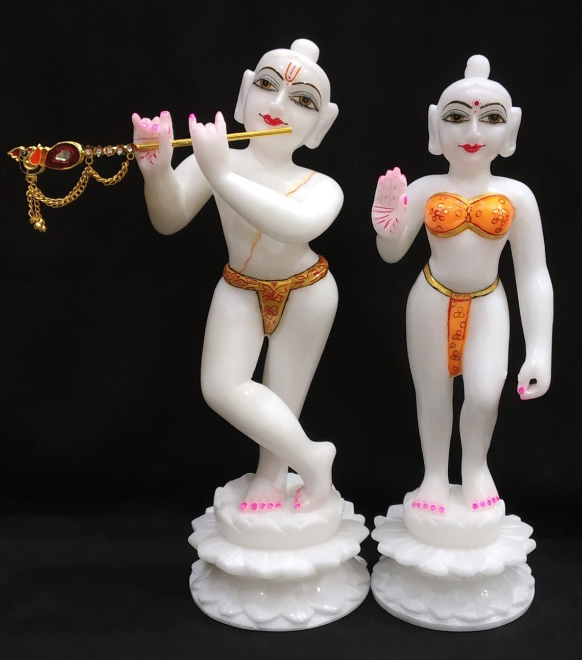 Marble Iskcon Radha Krishna Statue Idols Natural White Stone Etsy