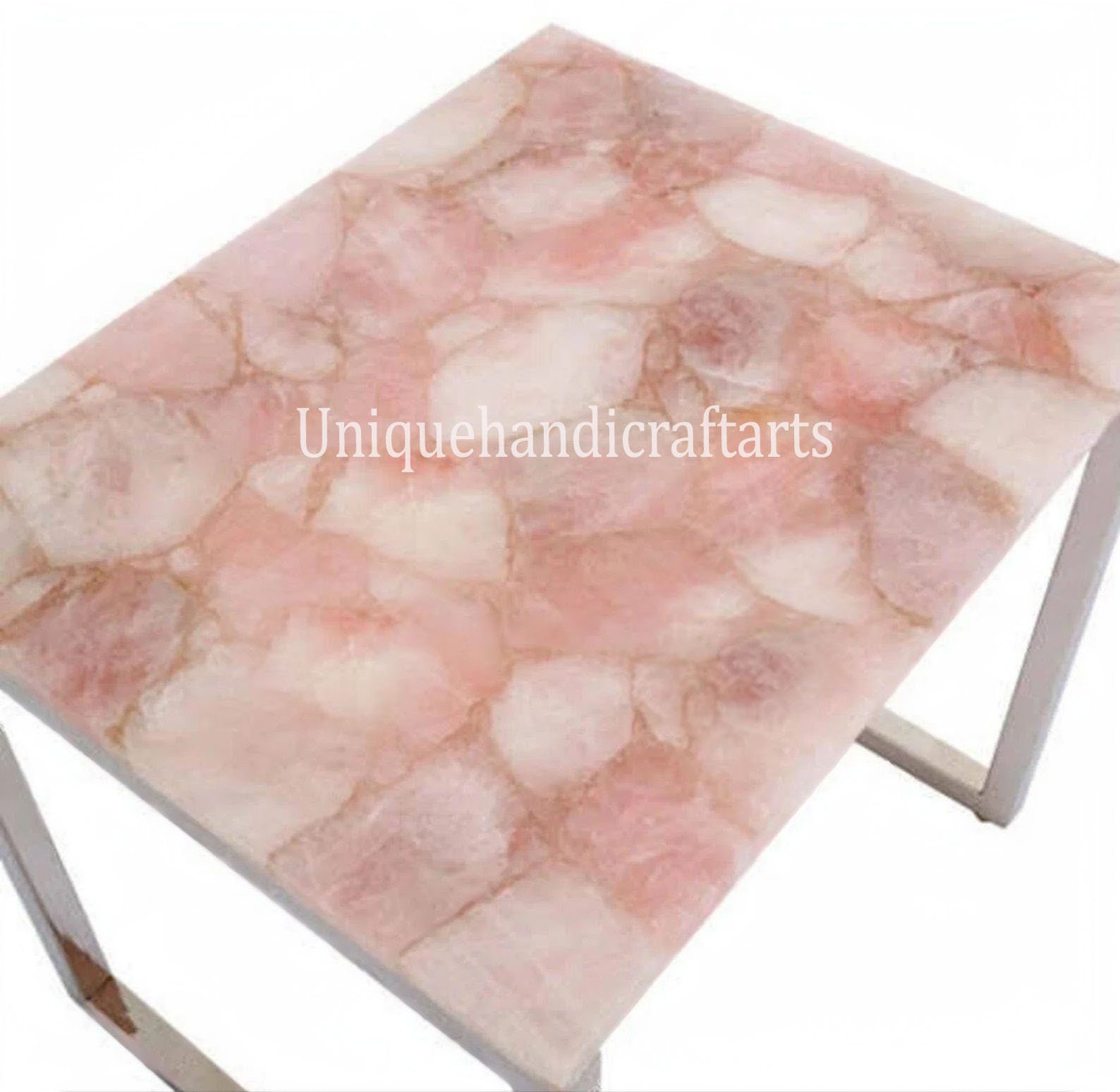 Rose Quartz Stone Coffee Table Tops Agate Center Dining - Etsy