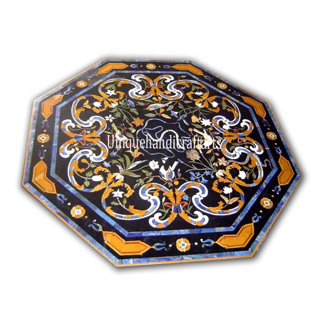 36 Black Octagon Dining Table Top Marble Center Table Etsy