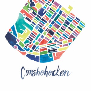 Digitaler Download Conshohocken Map Art, Map Art, Pennsylvania Map Painting, Conshohocken Nachbarschaften, Travel Poster