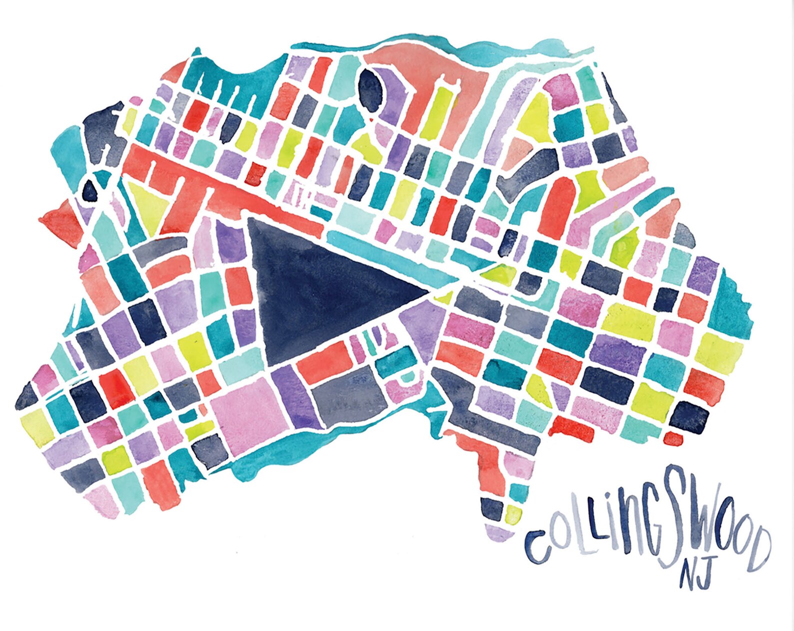 Digital File of Collingswood Map Art New Jersey Art Etsy