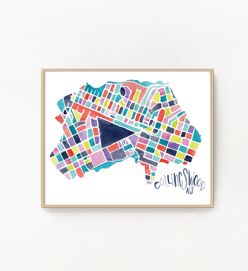 Digital File of Collingswood Map Art New Jersey Art Etsy