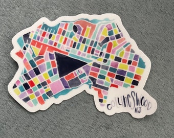 Collingswood map sticker, water resistant sticker