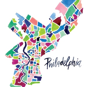 Digitaler Download Philadelphia Karte Kunst, Philadelphia Art, Pennsylvania Karte Malerei, Philadelphia Nachbarschaften, Reise Poster