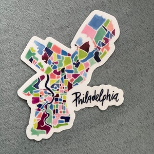 Philadelphia Aufkleber, wasserfester Aufkleber, Philadelphia Kartenaufkleber
