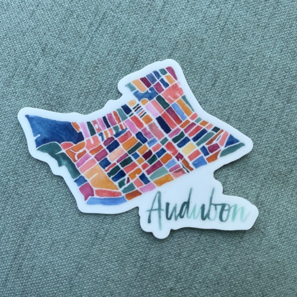 Audubon, NJ map sticker, water resistant sticker