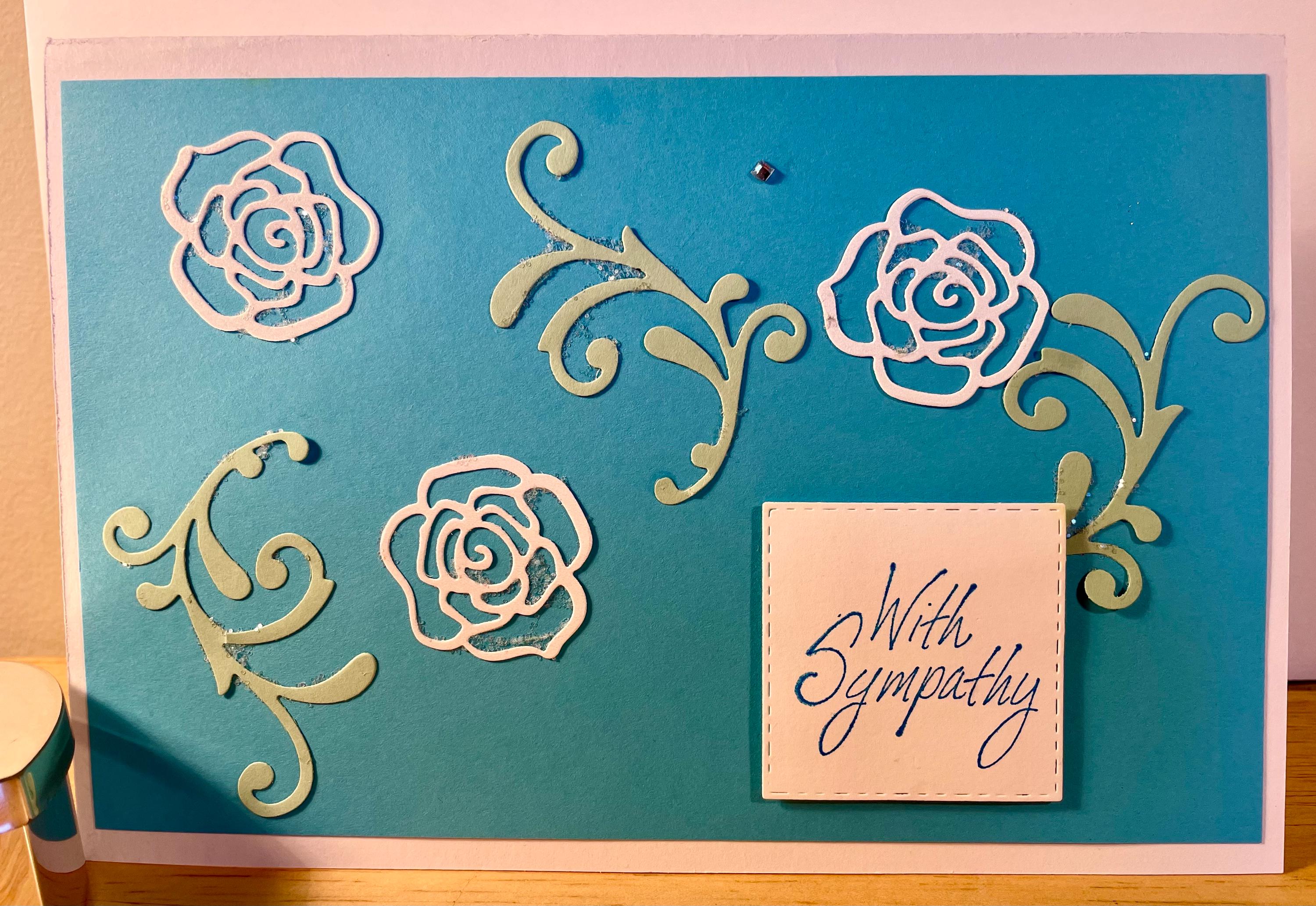 Handmade Light Blue Floral Greeting Card - Etsy