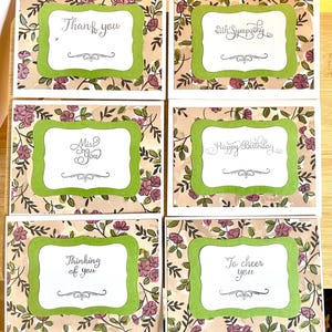 Original Design handgemachte Tan und Rose Blumen Grußkarte