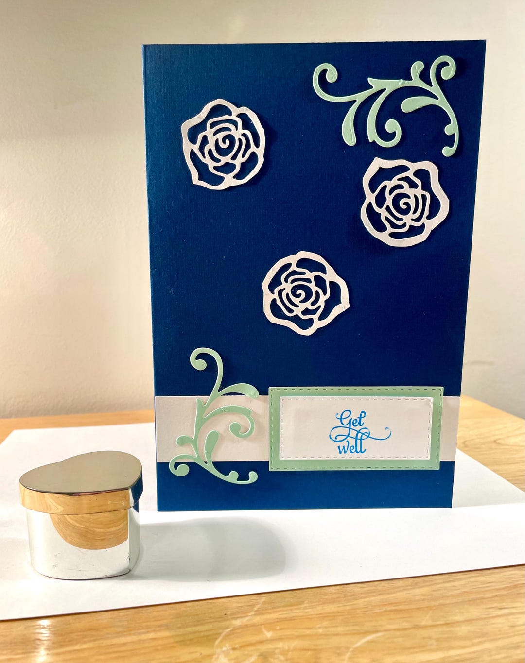 Blue Floral Greeting Card - Etsy