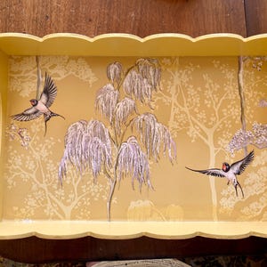 Large scalloped edge decoupage laptop tray with handles. Drinks tray. Large Breakfast tray. Coffee table tray. Ottoman Tray. Perfect gift